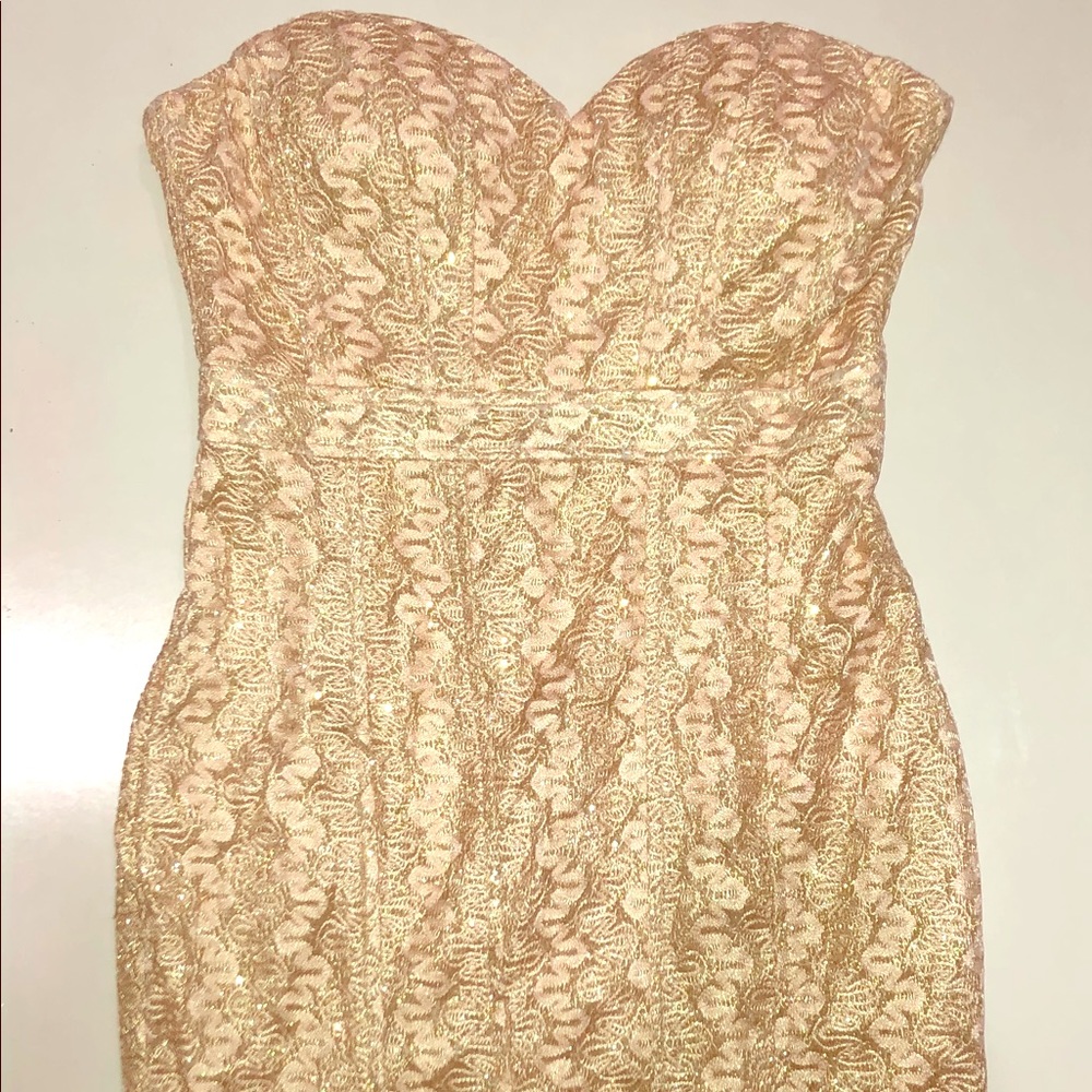 Forever 21 Gold Strapless Dress